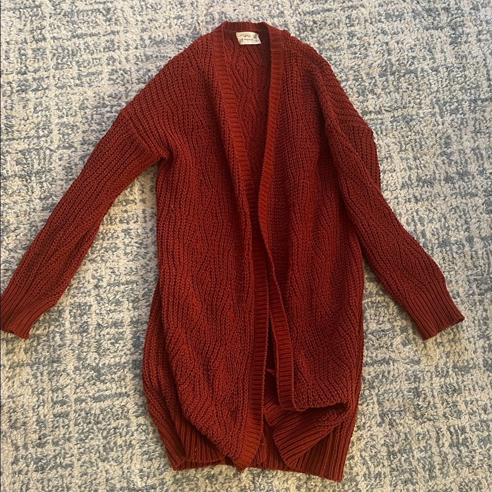 Cozy Rust Open Front Cardigan